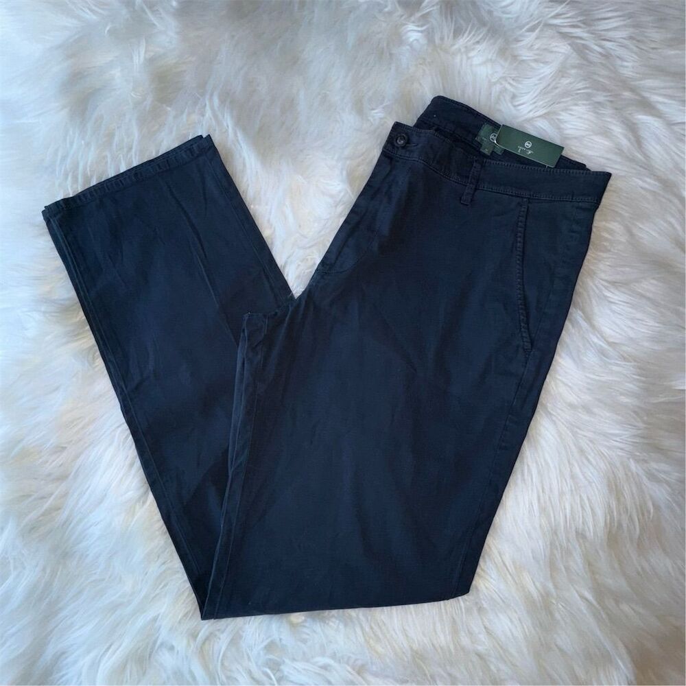 AG Adriano Goldschmied Men's Andrew Straight Leg‎ Trousers Navy Blue Size 36
